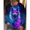 T-shirt a maniche lunghe da uomo vintage Camicie con stampa 3d Moda Animale Lupo Grafica Abbigliamento Maglie a manica Uomo Top streetwear oversize
