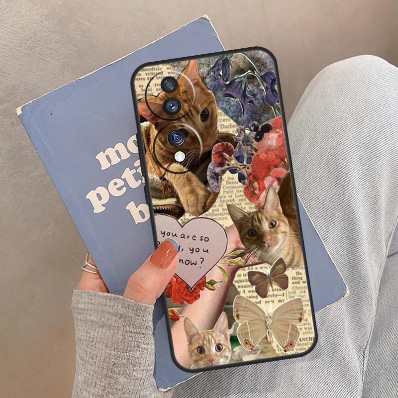 funny Cute Kitty Cat Aesthetic Case For Honor Magic 8 7 6 5 Pro Cover For Honor 400 200 X9c X9b X9a X8a X8b 50 70 90 Lite