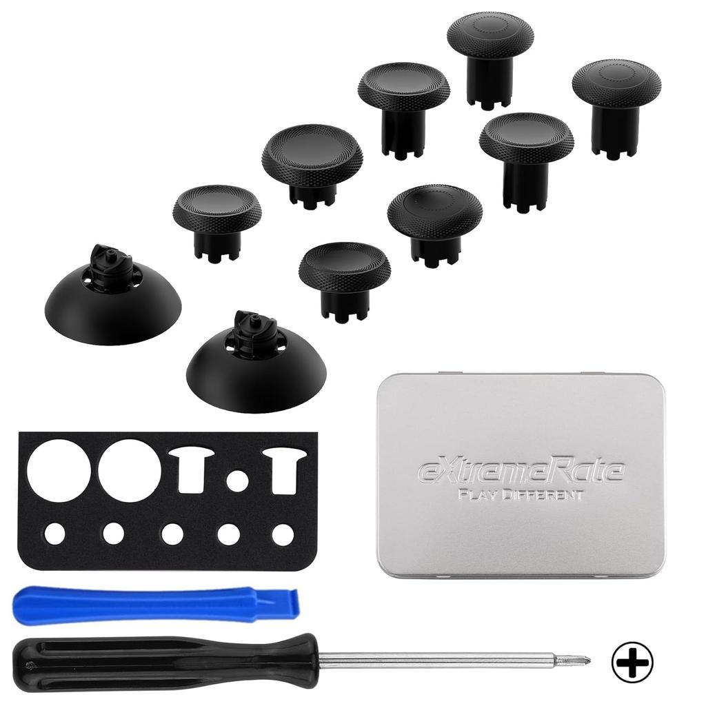 eXtremeRate ThumbsGear V3 Interchangeable Ergonomic Thumbsticks for PS5 Controller, Replacement Analog Thumb Sticks for PS4 Controller - 4 Height