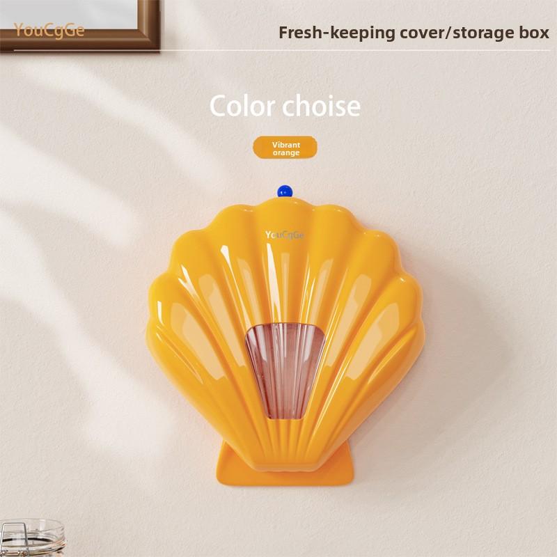

1PCS New Shell Fresh-keeping Storage Box Kitchen Wall-mounted Storage Box Creative Punch-free Kitchen Storage Rack 1PCS оранжевый