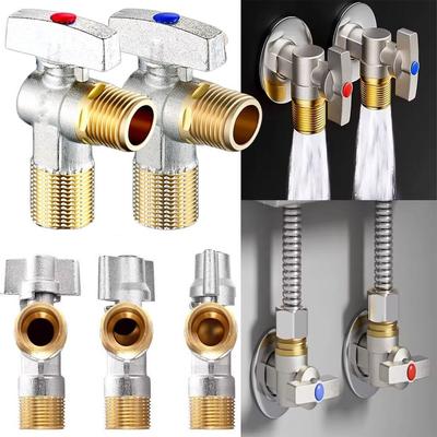 Válvulas de Fecho de Água de Grande Fluxo Quente e Fria G1/2" com Manípulo Válvula de Fecho para Lavatório de Banheiro e Cozinha Latão Durável
