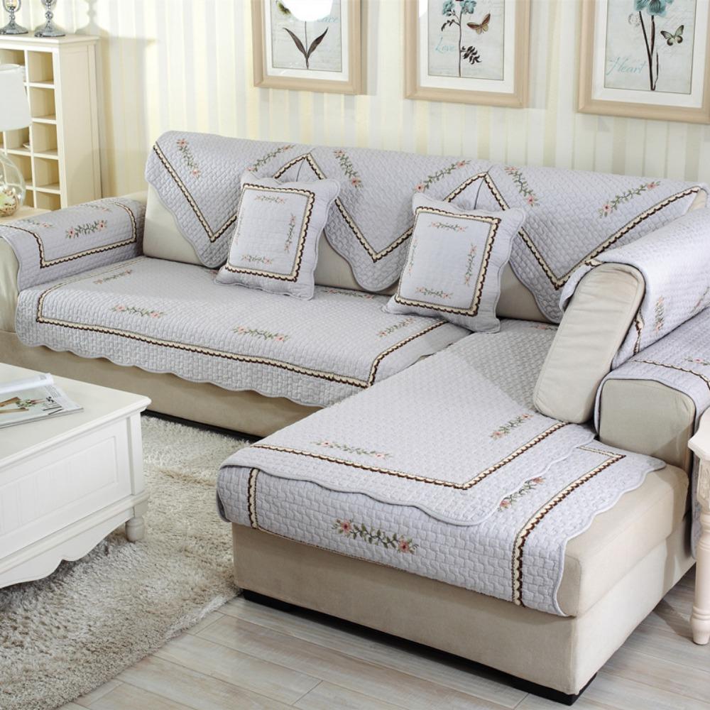 Non Slip Cotton Sofa Cushion Cover All Season Furniture Protector for Leather Wooden Sofa