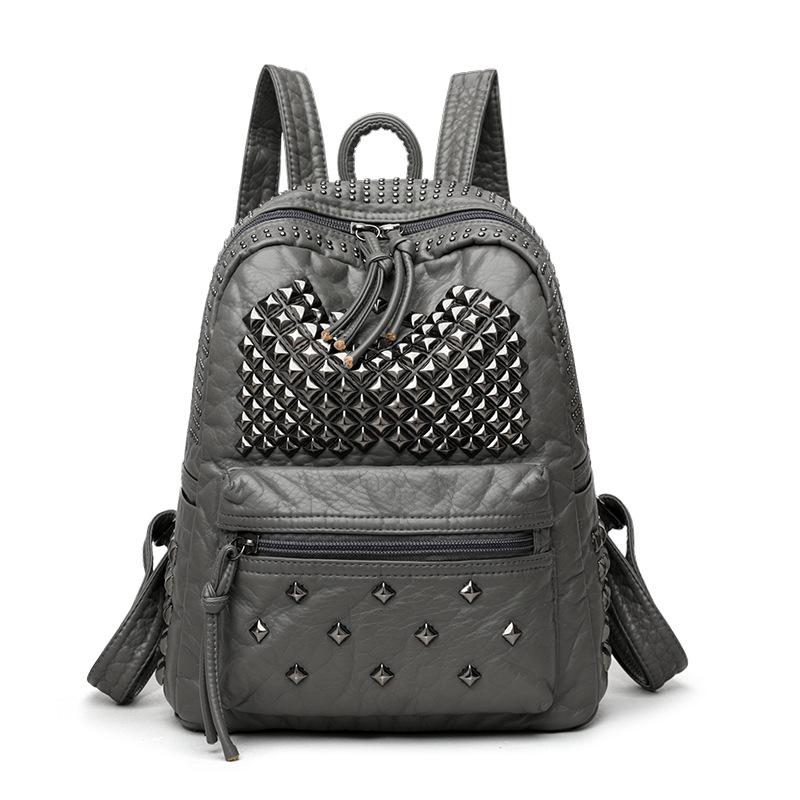 

2025 Новая Мода Женские Рюкзаки Рюкзак из Выделанной Кожи серый