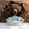 3D Fierce Bear Breakthrough Wall Art Tapestry, Aggressive Powerful Animal Print Poster Wide Wall Hanging For Bedroom Living Room