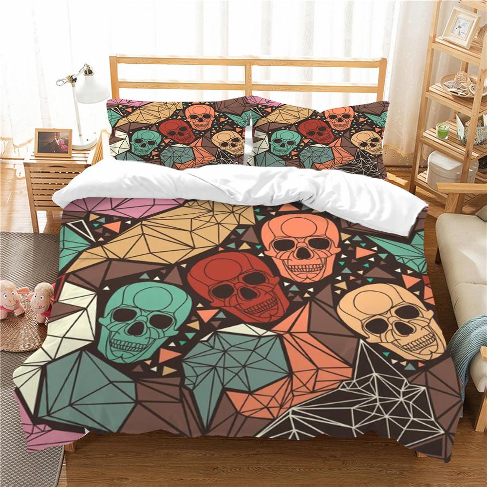 Home Bed Clothes 3D Skull Printing Duvet Cover Set Superior Bedding Cover Suit Single Double Size Bed Set Polyester Pillowcase