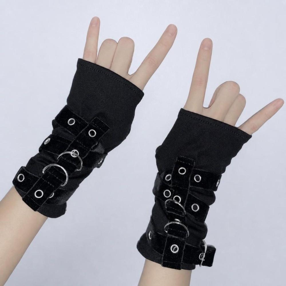 Metal Rivet Street Dance Sleeves Buckle Punk Style Sleeves New Fingerless Gloves Stage Performance