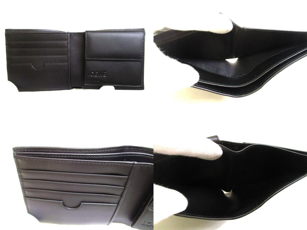 Authentic LOEWE Anagram Black Leather Bifold Wallet Compact Wallet #b250  Open Box