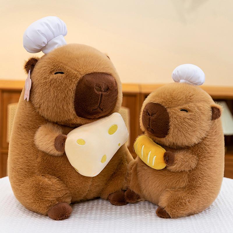 Cute Capybara Plush Toy Soft Cheesy Bread Design Adorable Cuddly Pillow For Home