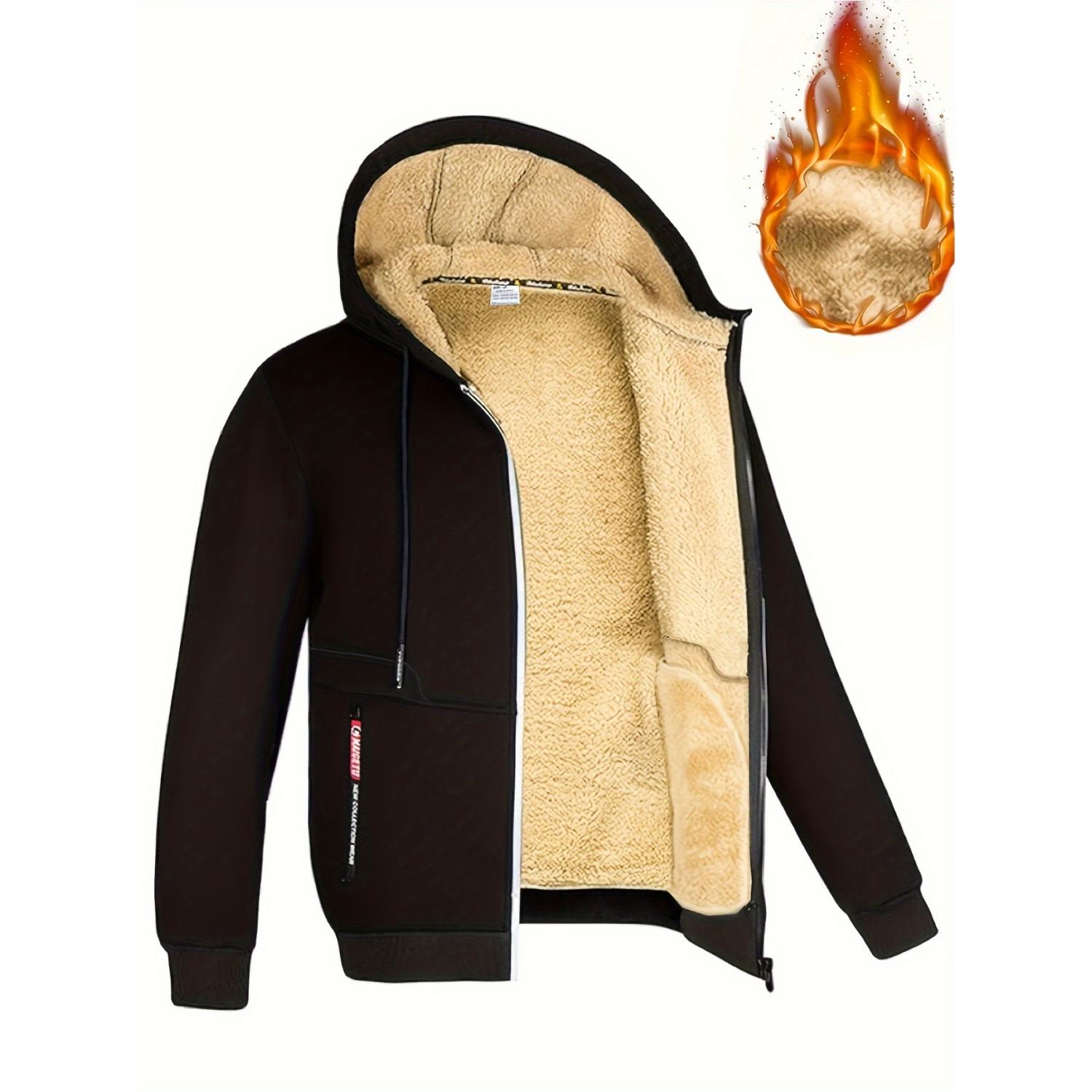 

Мужская повседневная теплая флисовая толстовка с капюшоном на молнии, пальто с капюшоном на молнии для осени и зимы S чёрный