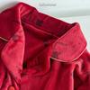 11 Couples wedding pajamas autumn Australian velvet long-sleeved natal burgundy loungewear autumn men's and women's pajamas