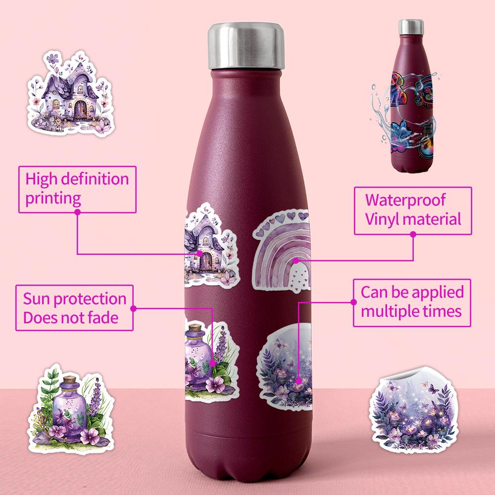 50-Piece Fairytale Garden Waterproof Sticker Set for Water Bottles and Luggage