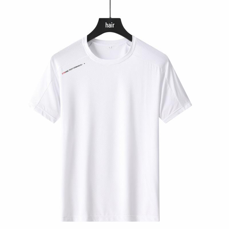Men's Quick-Drying Short-Sleeve T-Shirt, Ice Silk, Elastic, Plus Size, Outdoor Sports, Casual Wear