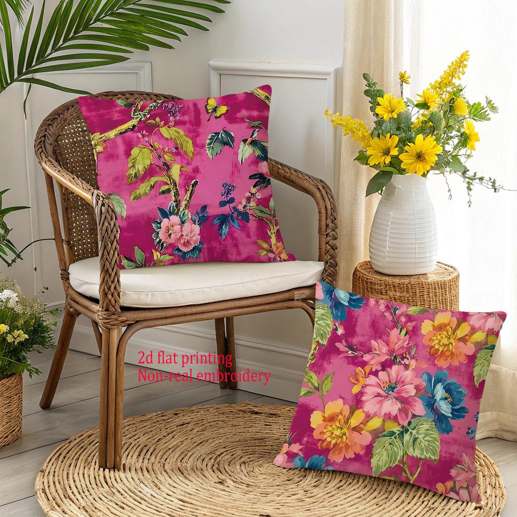 1/4 pz Copricuscini Decorativi Bohemian Stampa Floreale Fucsia 45x45 cm per Divano Camera da Letto Soggiorno
