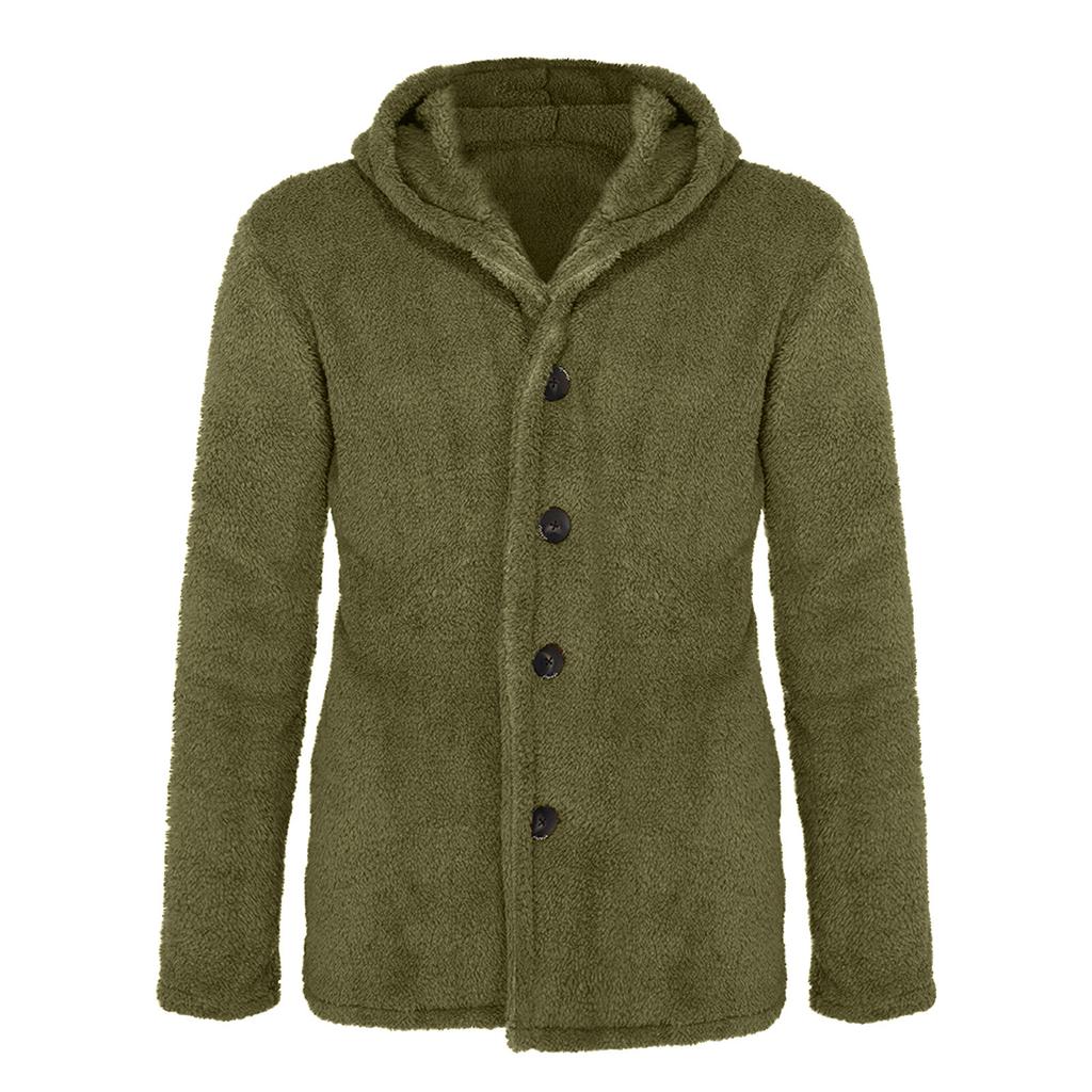 Herren Herbst Winter neue Kapuze reine Farbe lose lässige Plüschjacke