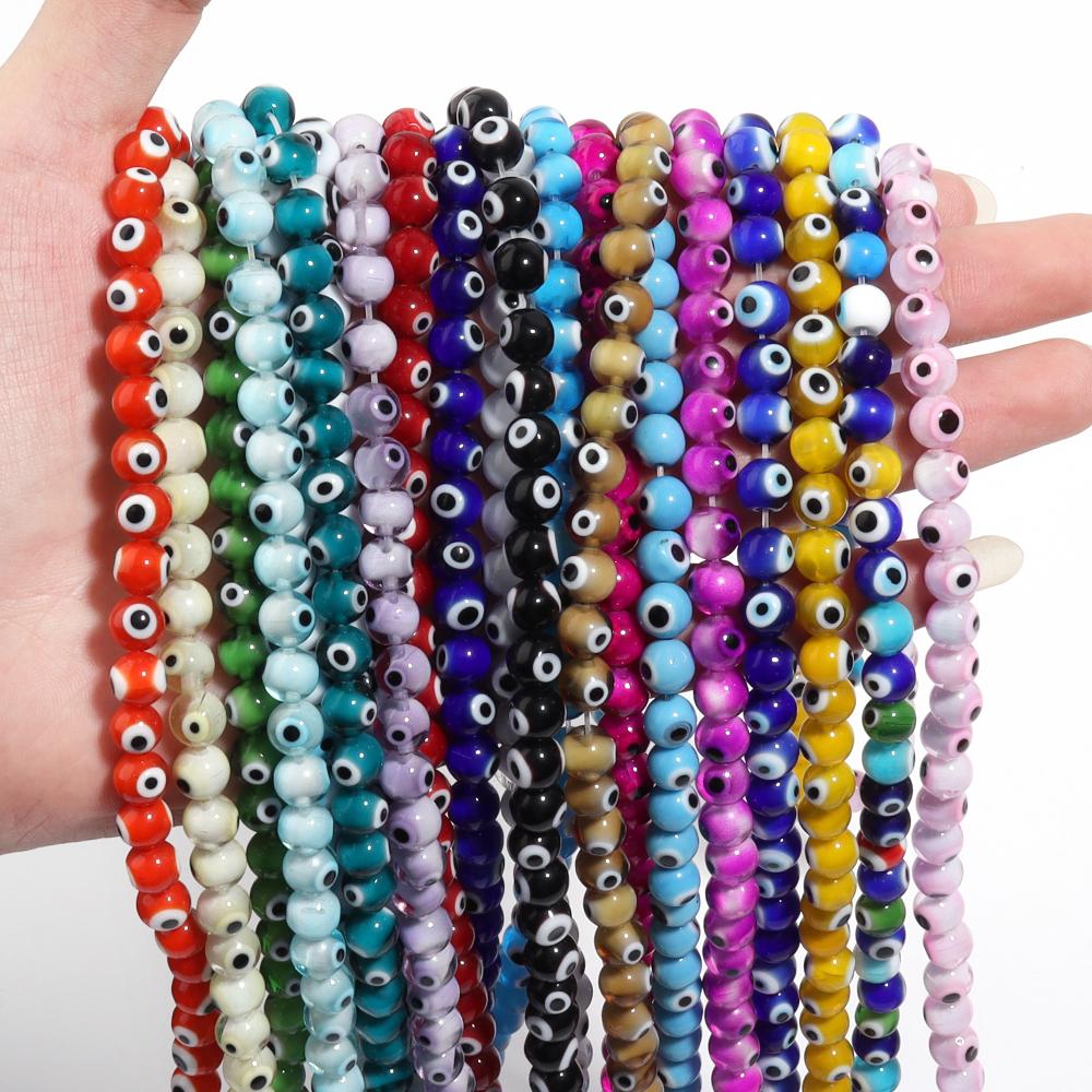 1 Strand Colorful Lampwork Beads Evil Eyes Round Loose Spacer Glass Beads For DIY Bracelet Necklace Jewelry Findings 4 6 8 10mm