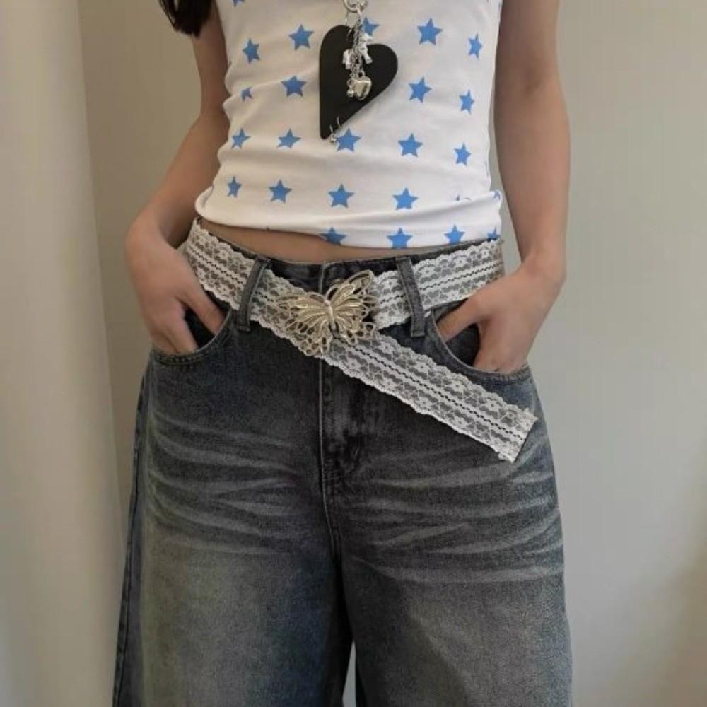 Korean Style Lace Waistband Elegant Dress Jeans Belt Unique Butterfly Waist Belt  Spicy Girls