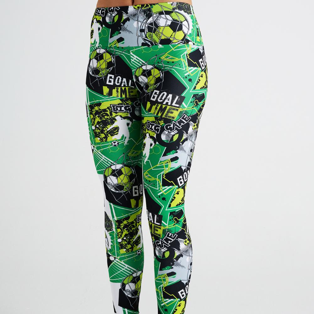 High waisted cartoon soccer leggings, women's yoga clothes, yoga pants, elastic sports pants, printed leggings