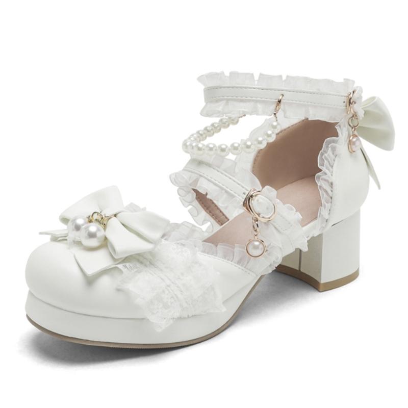 

Милые женские туфли Мэри Джейн на низком каблуке, Лолита, роскошное кружево, белые, розовые, на каблуке, для вечеринки, свадьбы, офиса, танцев, женские, лето 2025 38 белый