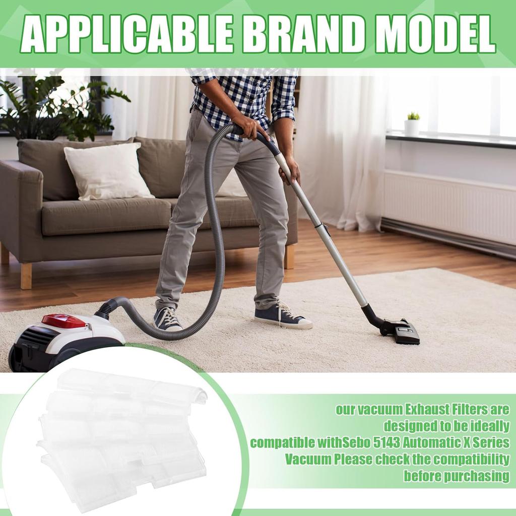 Tondiamo 5 Pack Vacuum Cleaner Exhaust Filter Compatible with Sebo 5143 Automatic X Series Vacuum Replacement Vacuum Cleaner Filters