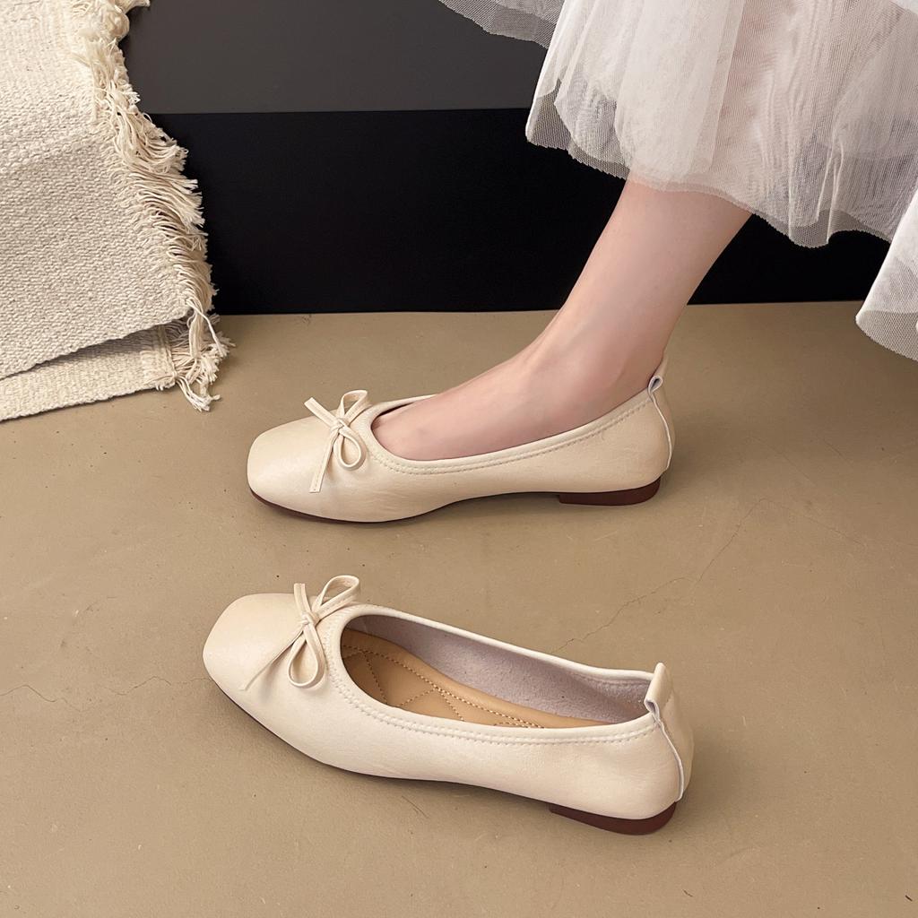 Large size single shoes women's 41 to 43 French soft-soled Doudou shoes flat-soled gentle evening shoes one pedal shallow mouth ladyshoes