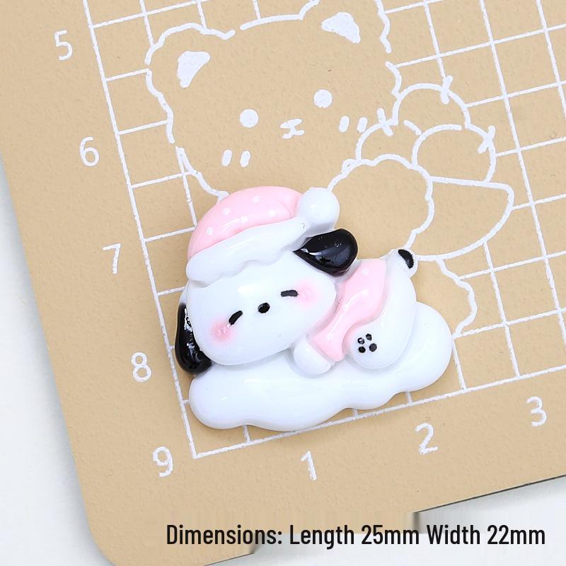 Cartoon White Dog Shoe Buckle & Hair Clip Resin Accessories for DIY Ornaments