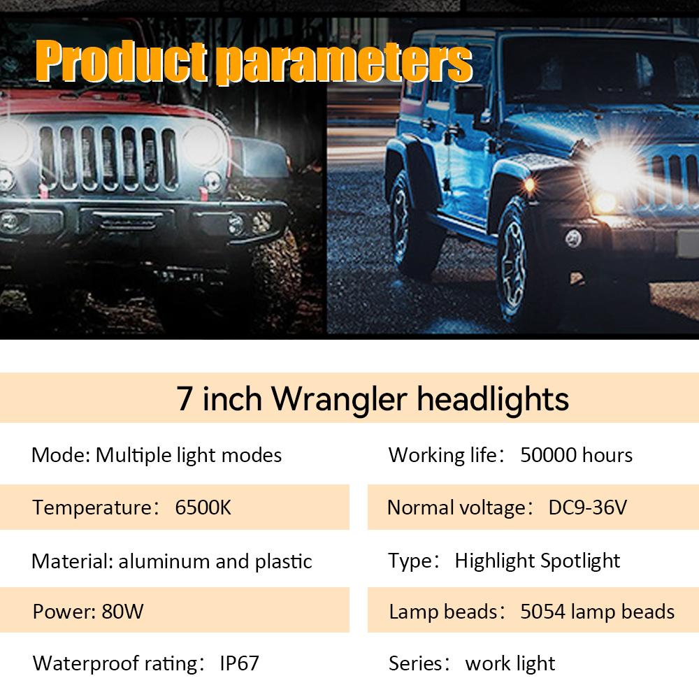 RGB 7" Round 6 Led Headlight RGB For Harley Davidson Touring Fat Boy Jeep Wrangler JK LJ CJ TJ