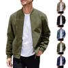 Men's Zip Stand Collar Athletic Warm Jacket Solid Color Long Sleeve Casual Top Casual Everyday Outfit
