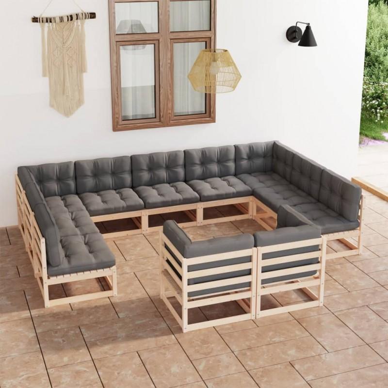 Day and Night - Day and Night Garden Furniture Set 11 Pieces and Cushions Solid Pine Wood