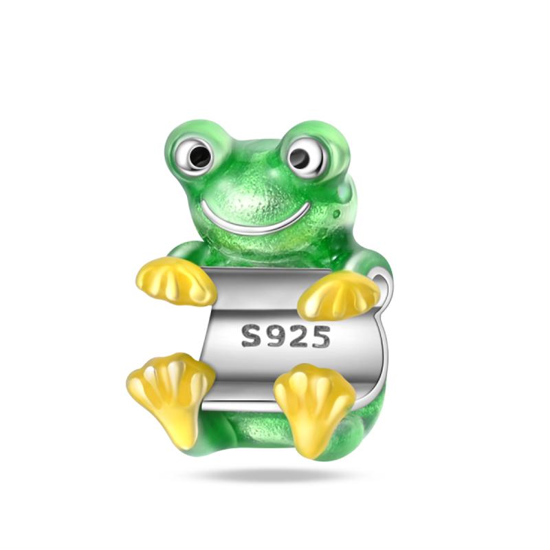 925 Silberfarbe Vierblättriges Kleeblatt Avocado Kaktus Grüne Serie Anhänger Perlen Passend für 3mm 925 Original Armband Feiner DIY Schmuck