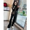 Women's Trendy Two-Piece Set: Velvet Cardigan Hoodie & Wide-Leg Pants for Autumn/Winter 2025 Fashion.