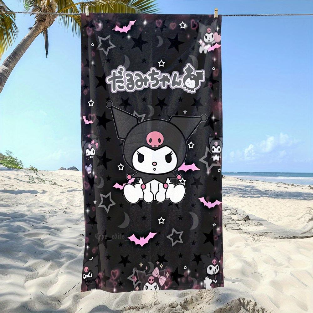 

1pc Sanrio Kuromi Beach Towel Polyester - Quick Dry Lightweight Soft Towel for Swimming Travel Camping, Unisex Beach Mat Surfing W40*H60(CM)