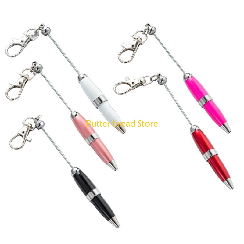 W89C 5pcs Pen Beadable Ballpoint Pen with Keychain Creative Writing Pen