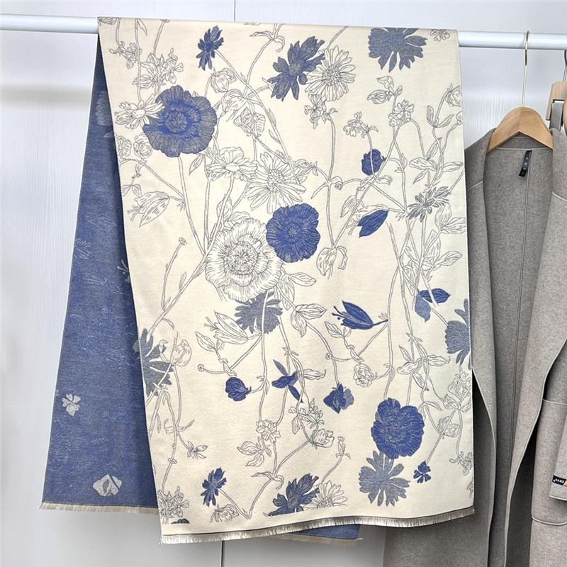 185*65cm Hochwertiger doppelseitiger, verdickter Kaschmir-Imitat-Schal, bedruckt, warmer Schal, Geschenk für Frauen