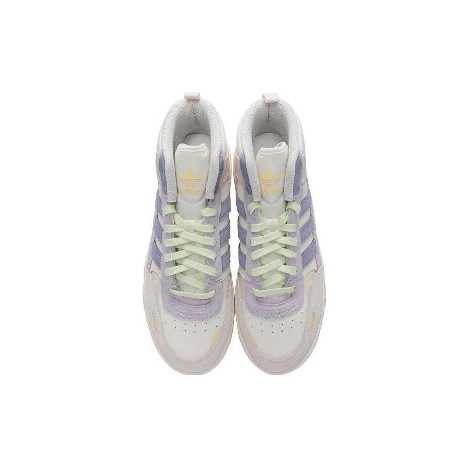Adidas Originals Post Up Versatile Comfortable Non-Slip Mid-Top Skate Shoes Unisex Skate Shoes White Purple IG9129