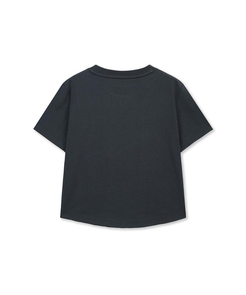 Mattengkim Graffiti Round Hem Crop Top In Navy