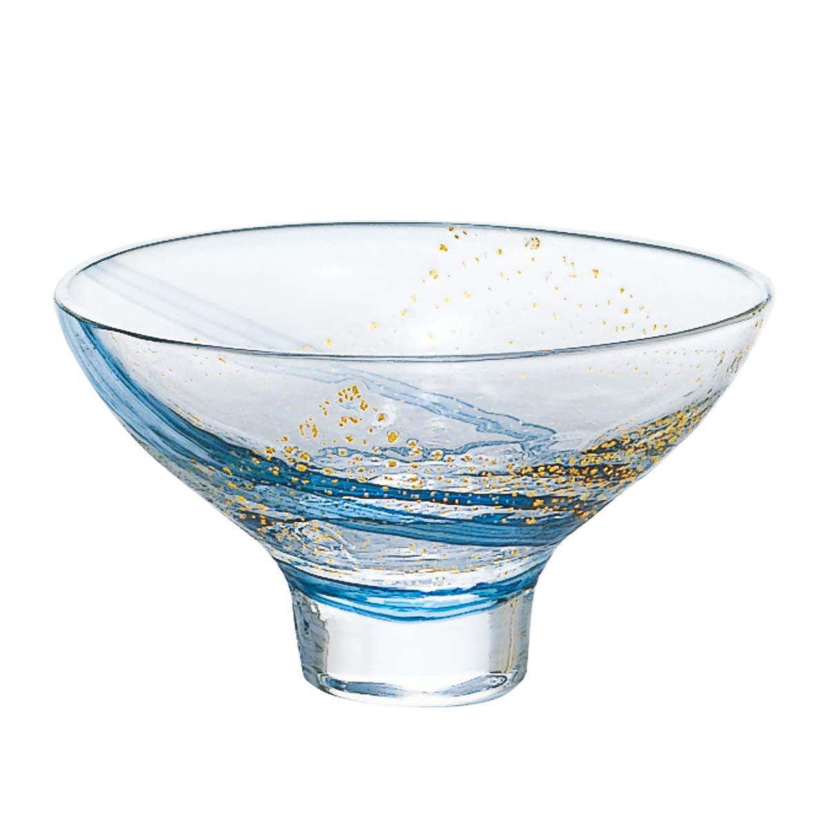 

Toyo Sasaki Glass Sake Glass, Clear, 120ml, Edo Glass, Yachiyo Kiln, Made in Japan, 10793, Blue with Gold Leaf