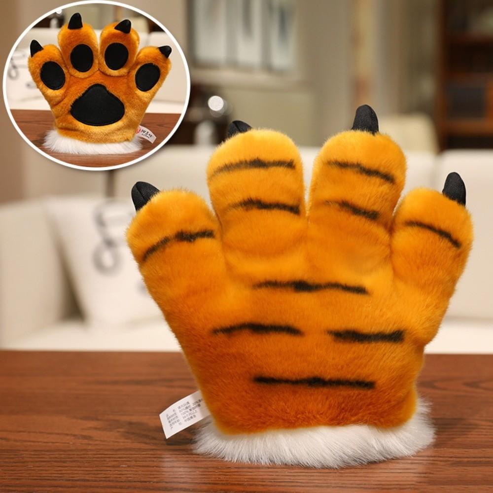 Furry Texture Animal Paw Plush Gloves Simulated Bear Paw Plush Gloves Role Playing
