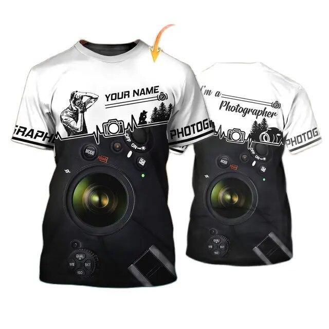 Men'S Personality T-shirt 3d High Definition Printing Camera Pattern Summer Fashion Trend Short Sleeve Photographer Crewneck Top