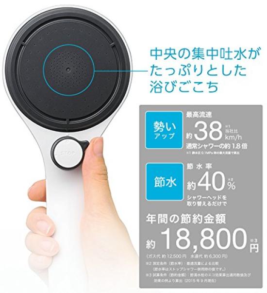 SANEI Adjustable Shower Head with Handheld Button for Power Adjustment and Temporary Water Water Stop, Saving, Black, PS3032-80XA-D