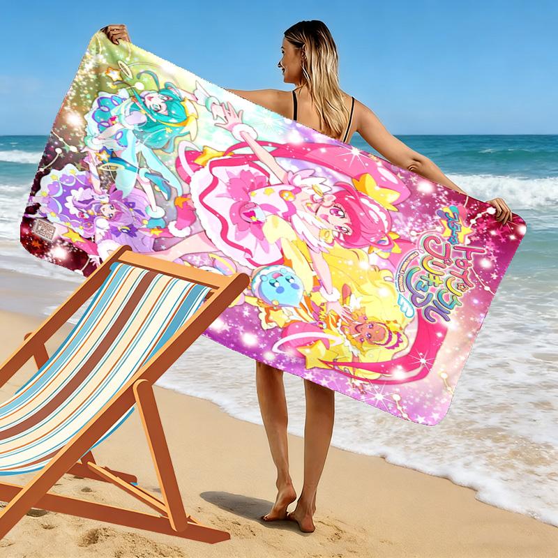 Hidden Key Precure Print Beach Towel, Large Soft Quick Dry Towel for Beach Camping Swimming