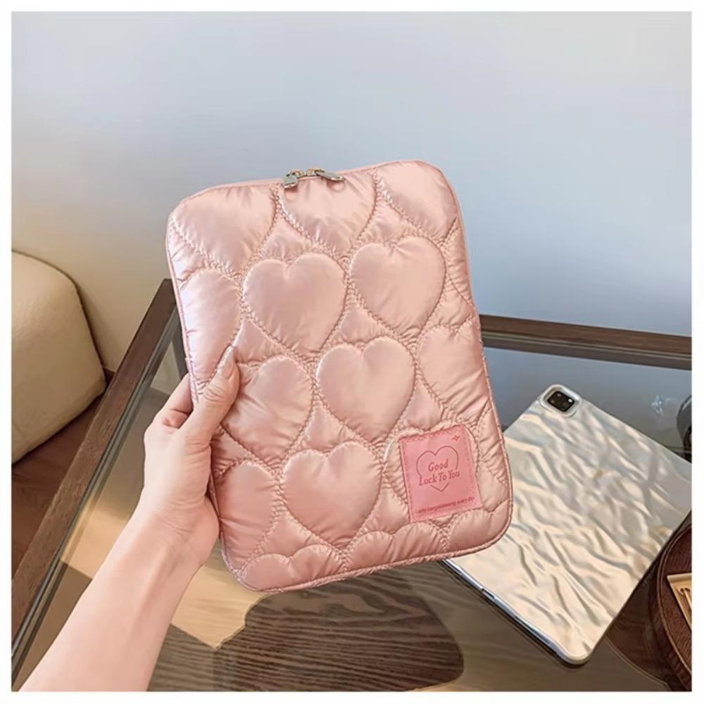 11/15inch Puffy Laptop Bag Embroidery Macaron Color Notebook Bag Shockproof Love Pattern Computer Case for Ipad/Macbook