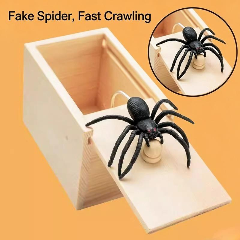 Caixa de susto engraçada de aranha de truque Caixa escondida de madeira Caixa de susto de madeira de qualidade Jogo divertido Brincadeira Truque Amigo Brinquedos de escritório