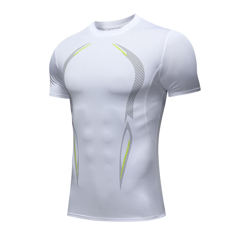 Compression Running Shirt Men Quick Dry Short Sleeve Sportswear For Male Gym Clothing Fitness Tee Training Workout Top Printing