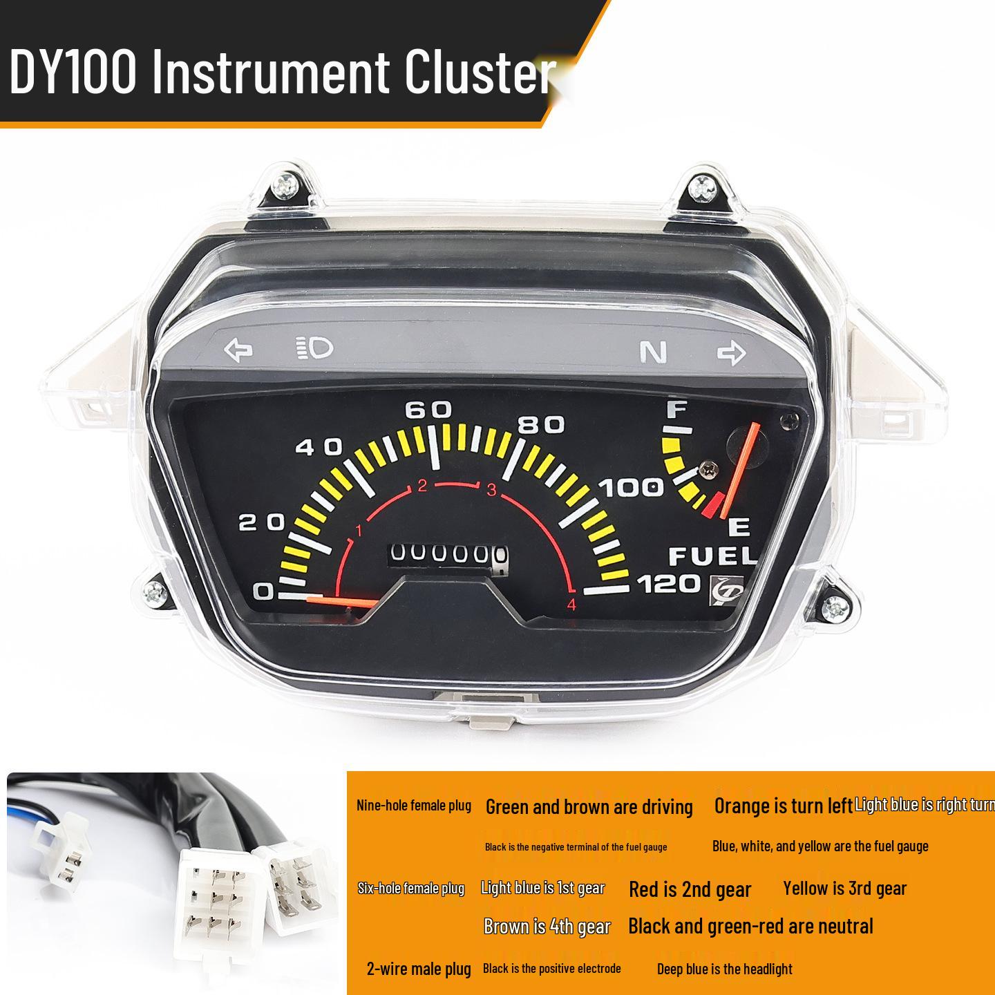 

Dayang 100 Motorcycle Instrument Cluster: Tachometer, Odometer, Speedometer, Speed Meter, and Fuel Gauge DY110.