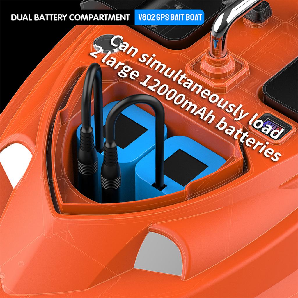 3KG Loading 500M Remote Control Fishing Bait Boat 160 GPS Pilot Points 4 Bait Tanks GPS Fish Bait Boat Orange