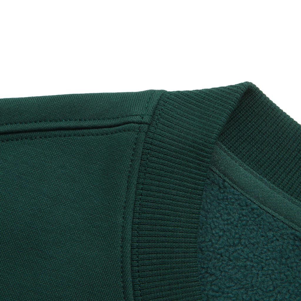 Li Ning Sports Lifestyle Series Anti-Static Anti-Bacterial Fleece Warm Breathable Comfortable Casual Sweatshirt Unisex Sweatshirt Dark-Green AWDUC85-6