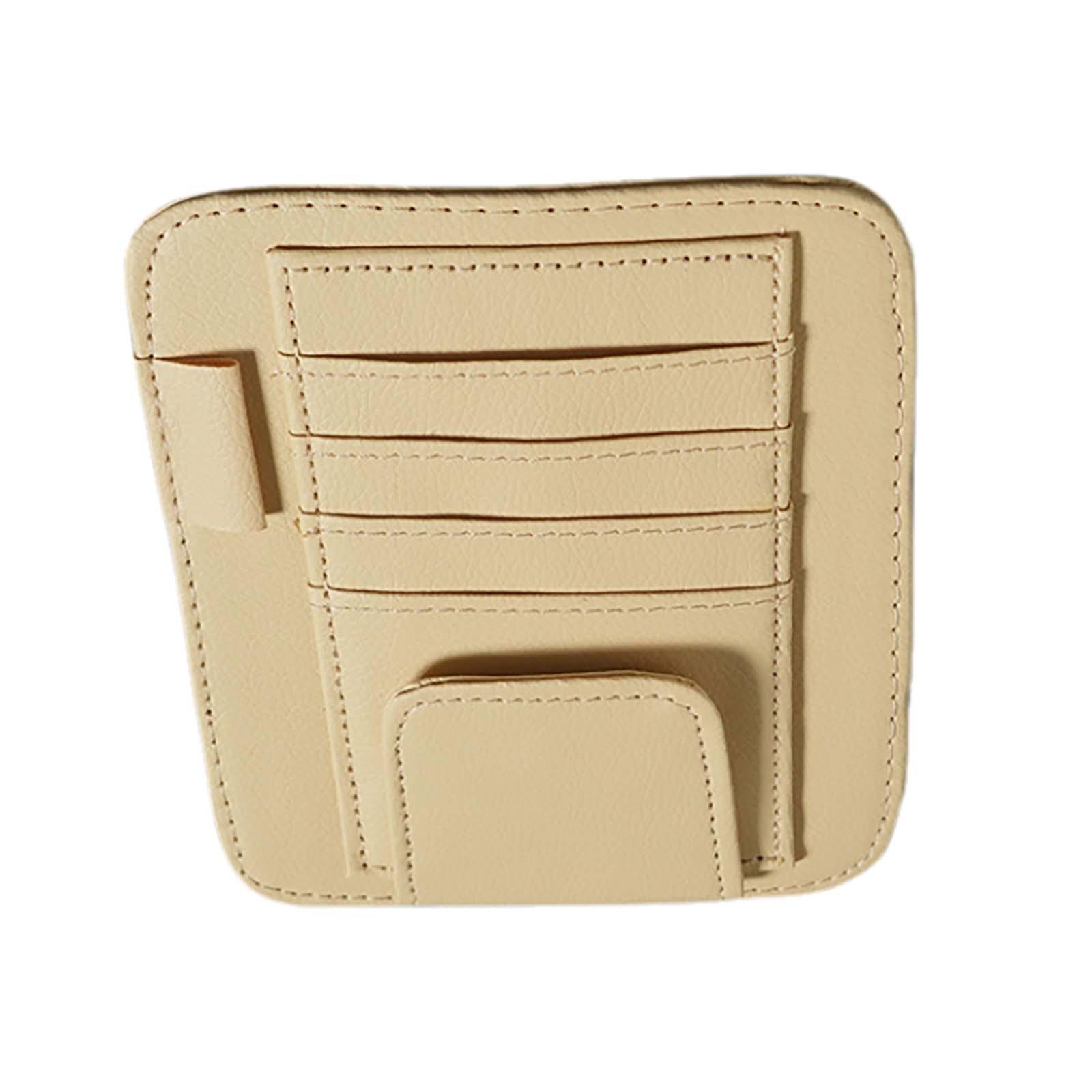 

Автомобильные принадлежности, держатель для автомобиля, солнцезащитный козырек, держатель для удостоверения личности, многофункциональный кожаный держатель для ручек, держатель для очков для автомобилей One Size бежевый