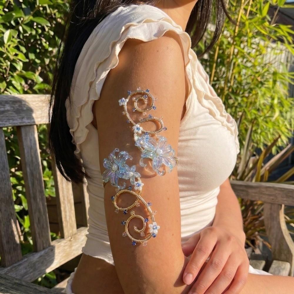 Bracelet Armlet Floral Ajustable Manchette de Bras Creuse Mode Manchette de Bras Supérieur Bracelet Pour Femmes