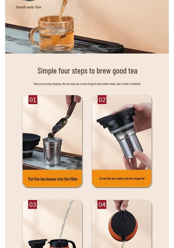 316 Stainless Steel Insulated Kettle with Tea Infuser - Small Capacity, Ideal for Home or Office Use