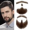 2Pcs Fake Beard Goatee Mustache Handmade Invisible Lace Facial Hair False Goatee Beard Halloween Dressing Men Makeup Drama Party Movie Prop